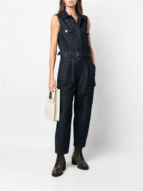 michael kors belted denim jumpsuit.